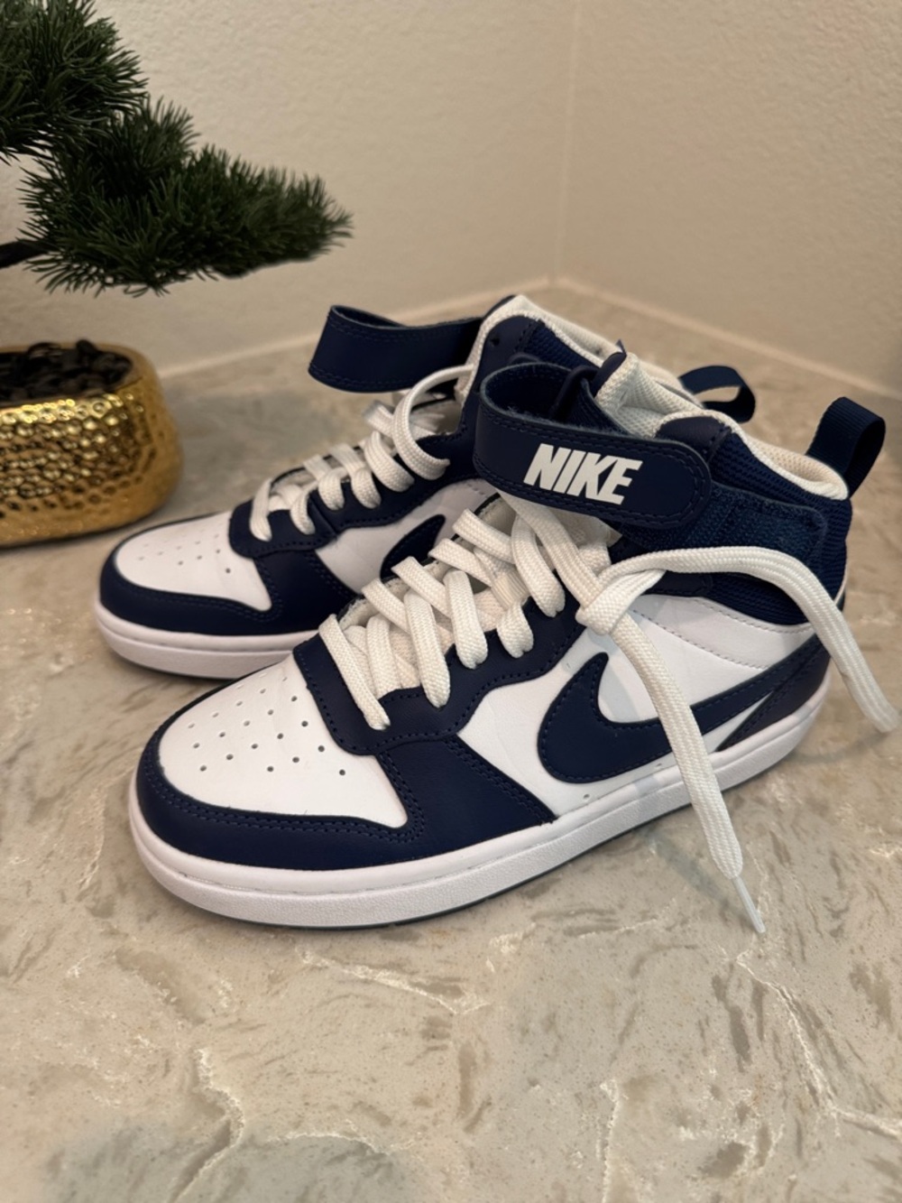 Nike Kids Mid-Top Sneakers in Navy and White
